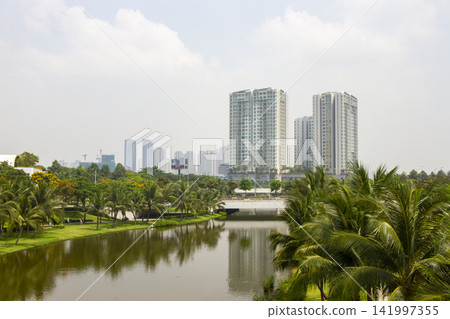 Landscape Of A Natural Garden Of A Luxury Condominium Complex In Ho Chi Minh City, Vietnam. Landscape Of A Natural Garden Of A Luxury Condominium Complex In Ho Chi Minh City, Vietnam. 141997355