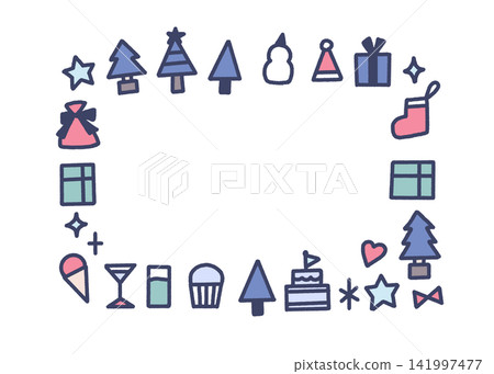 Hand-drawn style Christmas/winter frame, border, illustration 02 Hand-drawn style Christmas/winter frame, border, illustration 02 141997477