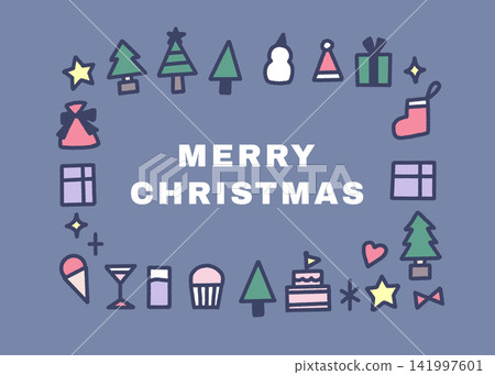 Hand-drawn style Christmas/winter frame, border, illustration 03 Hand-drawn style Christmas/winter frame, border, illustration 03 141997601