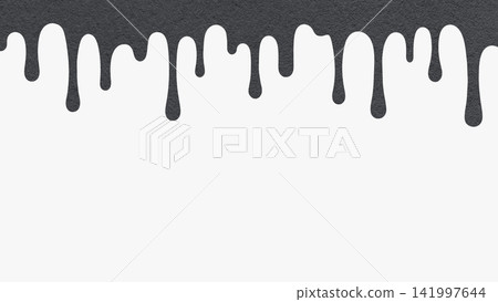 Black paint drip from textured paper isolated on white background with copy space. Abstract flowing liquid splash template Black paint drip from textured paper isolated on white background with copy space. Abstract flowing liquid splash template 141997644