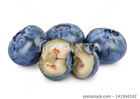 fresh blueberry and half isolated on white background closeup with full depth of field fresh blueberry and half isolated on white background closeup with full depth of field 141998182