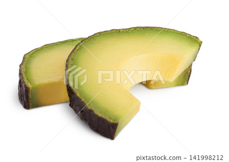 avocado piece isolated on white background close up avocado piece isolated on white background close up 141998212