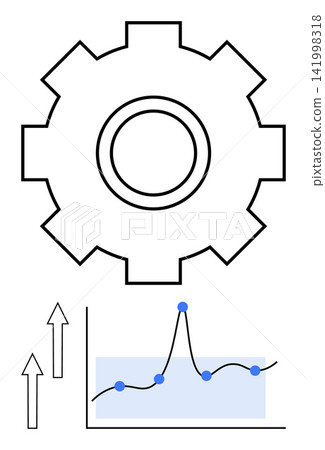 Data analysis, performance optimization, progress tracking, business growth, system management, workflow improvement. Gear icon with a line graph and upward arrows. Data analysis and performance Data analysis, performance optimization, progress tracking, business growth, system management, workflow improvement. Gear icon with a line graph and upward arrows. Data analysis and performance 141998318