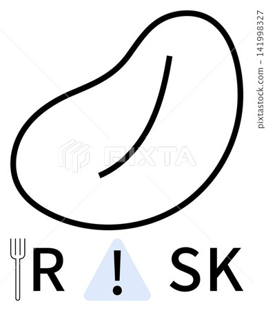 Food safety, dietary health, allergies, nutrition awareness, risk warning, precaution. Minimal design showing a bean outline with exclamation mark. Food safety and dietary health concept Food safety, dietary health, allergies, nutrition awareness, risk warning, precaution. Minimal design showing a bean outline with exclamation mark. Food safety and dietary health concept 141998327