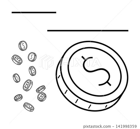 Finance, money management, investment education, digital economy, financial growth, wealth building. Outline of coins with a dollar symbol. Finance and money management visually Finance, money management, investment education, digital economy, financial growth, wealth building. Outline of coins with a dollar symbol. Finance and money management visually 141998359