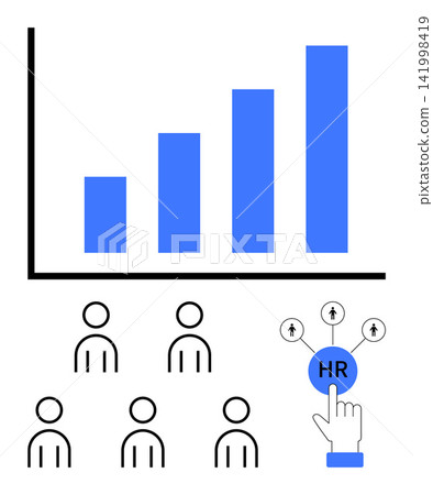 Workforce management, data analysis, HR recruitment, business growth, employee performance, career development. Growth chart, icons of people HR selection symbol. Workforce management and data Workforce management, data analysis, HR recruitment, business growth, employee performance, career development. Growth chart, icons of people HR selection symbol. Workforce management and data 141998419