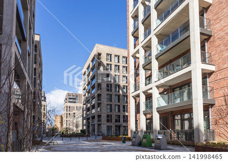 Exterior view of contemporary apartment blocks with balconies Exterior view of contemporary apartment blocks with balconies 141998465