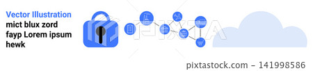 Cybersecurity, cloud storage, data protection, network connectivity, online privacy, information exchange. Lock icon, digital connected nodes and cloud symbol. Cybersecurity and cloud storage Cybersecurity, cloud storage, data protection, network connectivity, online privacy, information exchange. Lock icon, digital connected nodes and cloud symbol. Cybersecurity and cloud storage 141998586