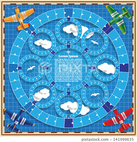 A board game on the airplanes theme. Vector design for app game user interface. 141998635