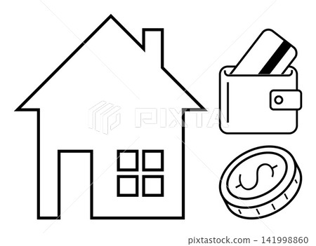 Personal finance, home budgeting, saving money, mortgage planning, financial management, property purchase. House, wallet coin and credit card together. Personal finance and home budgeting ideas Personal finance, home budgeting, saving money, mortgage planning, financial management, property purchase. House, wallet coin and credit card together. Personal finance and home budgeting ideas 141998860