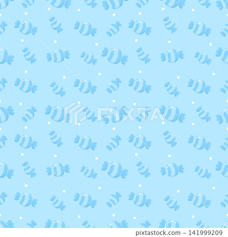 Cute Kawaii Pastel Tonal Sky Blue Candy Pattern Cute Kawaii Pastel Tonal Sky Blue Candy Pattern 141999209