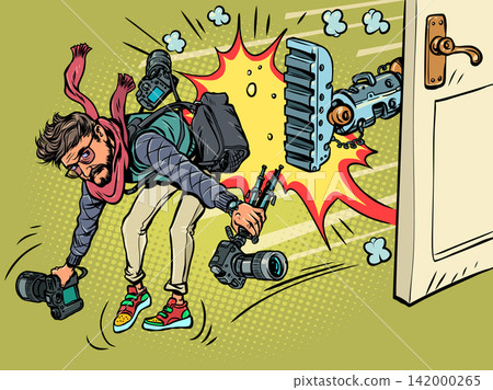 AI is taking over jobs. The photographer is out of a job. Artificial intelligence is taking over humanity. AI is taking over jobs. The photographer is out of a job. Artificial intelligence is taking over humanity. 142000265
