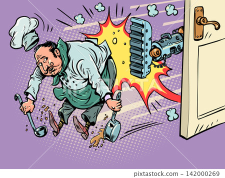 AI is taking over jobs. The chef is out of a job. Artificial intelligence is taking over humanity. 142000269