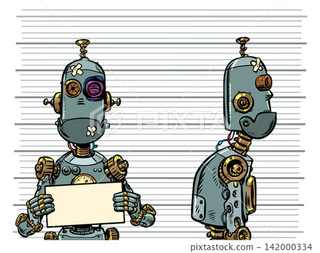 A robot prisoner. An AI is found guilty of a crime. The responsibility of artificial intelligence. 142000334