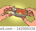 Women's hands hold a box, in it a mustachioed man. Personal recommendations and selections. Random meetings and circumstances. 142000338