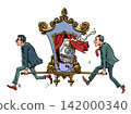 AI king. The robot is carried by people in a carriage. The power and capabilities of artificial intelligence. 142000340
