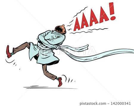 A man in a straitjacket screams. A feeling of panic and horror. Fear of life and its problems. A man in a straitjacket screams. A feeling of panic and horror. Fear of life and its problems. 142000341