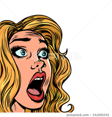 The woman gapes in surprise. A surprising business proposition. The client is shocked. The woman gapes in surprise. A surprising business proposition. The client is shocked. 142000342
