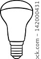 Monochrome vector icon of energy-saving LED bulb in sketch style. Simple illustration for green energy branding and packaging 142000431