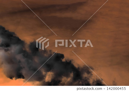 Smoke toxic dark industrial plant thermal power plant sunset dark sky Smoke toxic dark industrial plant thermal power plant sunset dark sky 142000455