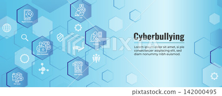 Cyber Bullying Icon Set w Web Header Banner Cyber Bullying Icon Set w Web Header Banner 142000495