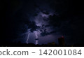 Lightning, beautiful lightning on a rainy night in Brazil, selective focus. 142001084
