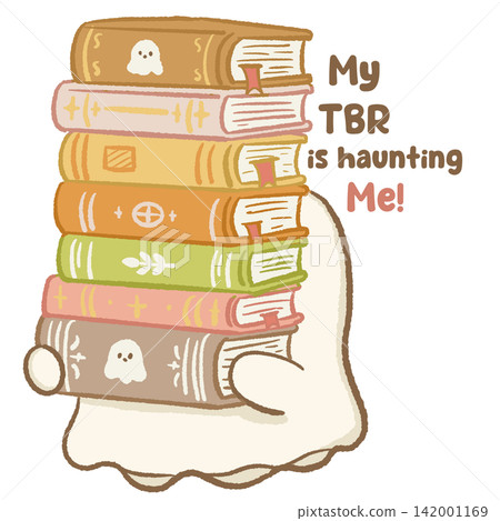 Cute Chibi Ghost Carrying Giant Stack of Books My TBR Is Haunting Me Funny Bookish Halloween Illustration Cute Chibi Ghost Carrying Giant Stack of Books My TBR Is Haunting Me Funny Bookish Halloween Illustration 142001169