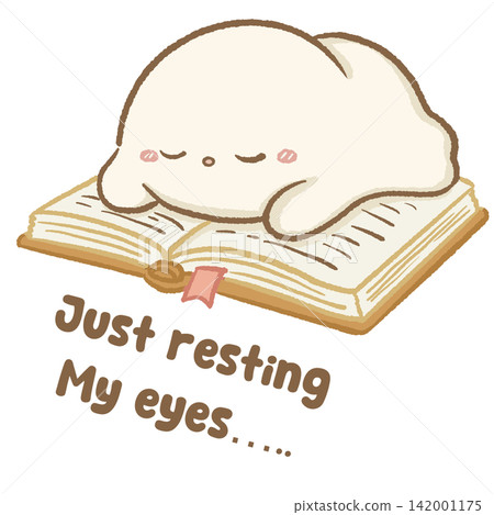 Cute Chibi Ghost Sleeping on Open Book Just Resting My Eyes Funny Cozy Book Lover Halloween Illustration Cute Chibi Ghost Sleeping on Open Book Just Resting My Eyes Funny Cozy Book Lover Halloween Illustration 142001175