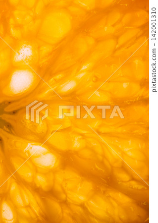 Extreme macro texture of bright orange fruit pulp cells. Extreme macro texture of bright orange fruit pulp cells. 142001310