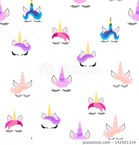 Seamless pattern magical unicorn on white background, vector illustration 142001339