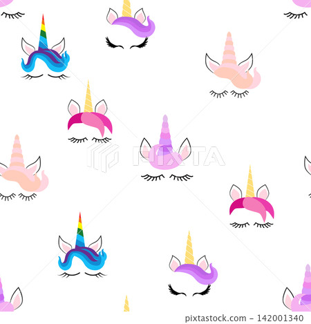 Seamless pattern magical unicorn on white background, vector illustration Seamless pattern magical unicorn on white background, vector illustration 142001340