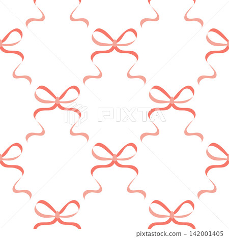 Seamless pattern with pink bows. Hairstyles, hair, festive gift wrapping Seamless pattern with pink bows. Hairstyles, hair, festive gift wrapping 142001405