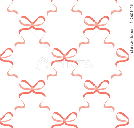 Seamless pattern with pink bows. Hairstyles, hair, festive gift wrapping Seamless pattern with pink bows. Hairstyles, hair, festive gift wrapping 142001406