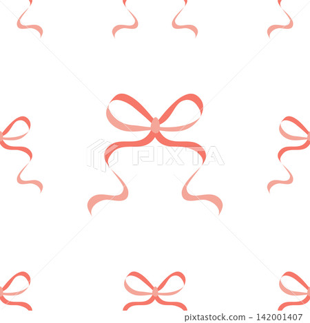 Seamless pattern with pink bows. Hairstyles, hair, festive gift wrapping 142001407