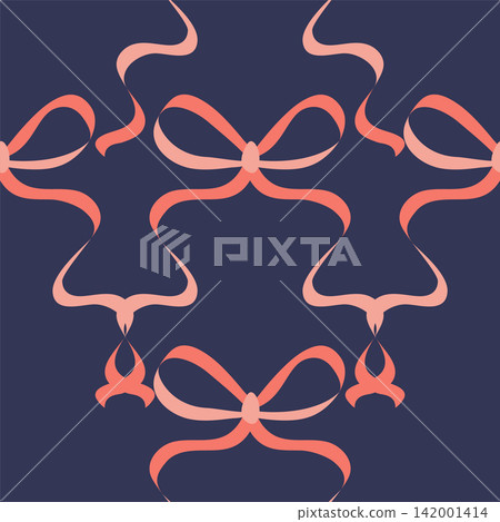 Seamless pattern with pink bows. Hairstyles, hair, festive gift wrapping 142001414