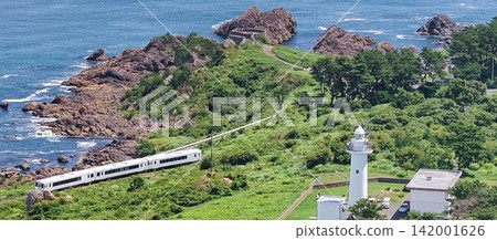 Aomori Prefecture: View of Tanesashi Coast and Tohoku Emotion (restaurant train) in Hachinohe City Aomori Prefecture: View of Tanesashi Coast and Tohoku Emotion (restaurant train) in Hachinohe City 142001626