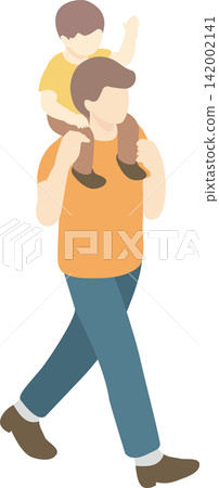 Isometric, family, piggyback ride, dad, child, family, kids, parenting, lifestyle, materials Isometric, family, piggyback ride, dad, child, family, kids, parenting, lifestyle, materials 142002141