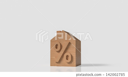 Wooden House with Percentage Symbol for Mortgage Interest Rates 3d render. Wooden House with Percentage Symbol for Mortgage Interest Rates 3d render. 142002785