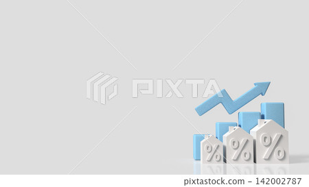 Rising Mortgage Rates and Housing Market Growth Concept 3d render. Rising Mortgage Rates and Housing Market Growth Concept 3d render. 142002787