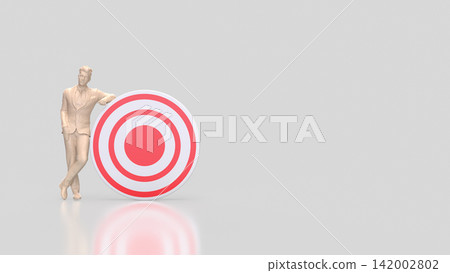 Confident Businessman Standing Beside a Successful Target 3d render. Confident Businessman Standing Beside a Successful Target 3d render. 142002802