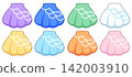 Illustration of colorful shell macarons 142003910