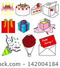 A set of simple birthday illustrations 142004184