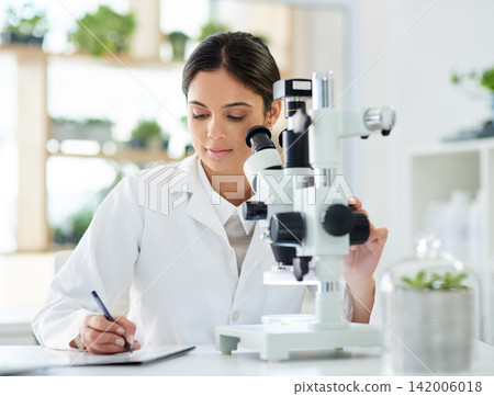 Science, microscope or writing notes in lab with research for sample analysis, medical experiment or DNA test. Scientist, woman or expert with tech equipment for gene study or healthcare breakthrough Science, microscope or writing notes in lab with research for sample analysis, medical experiment or DNA test. Scientist, woman or expert with tech equipment for gene study or healthcare breakthrough 142006018