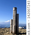 The marker post at the summit of Mt. Tōnodake and Mt. Fuji 142007243