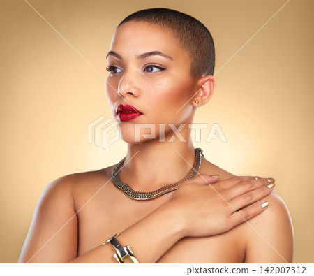 Makeup, hand and girl in studio, confidence and beauty of cosmetics, aesthetic and red lipstick. Backdrop, proud and woman with results, self love and color on lips, foundation and model in mockup Makeup, hand and girl in studio, confidence and beauty of cosmetics, aesthetic and red lipstick. Backdrop, proud and woman with results, self love and color on lips, foundation and model in mockup 142007312