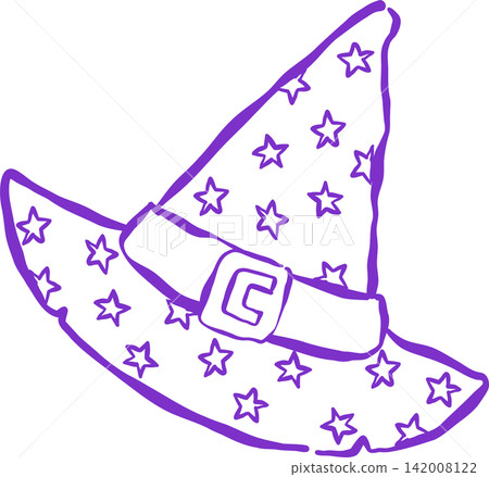Cute Witch Wizard Hat Outline Hand Drawn Whimsical Illustration Cute Witch Wizard Hat Outline Hand Drawn Whimsical Illustration 142008122
