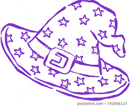 Halloween Witch Wizard Hat Outline Hand Drawn Whimsical Illustration Halloween Witch Wizard Hat Outline Hand Drawn Whimsical Illustration 142008123