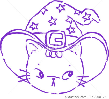 Deadpan Halloween Witch Cat Face Outline Hand Drawn Illustration Deadpan Halloween Witch Cat Face Outline Hand Drawn Illustration 142008125