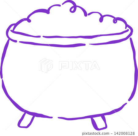 Witch Cauldron Outline Hand Drawn Illustration Witch Cauldron Outline Hand Drawn Illustration 142008128