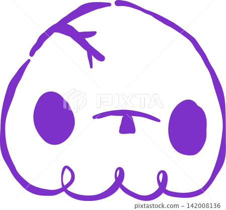 Cute Halloween Skull Outline Hand Drawn Illustration 142008136